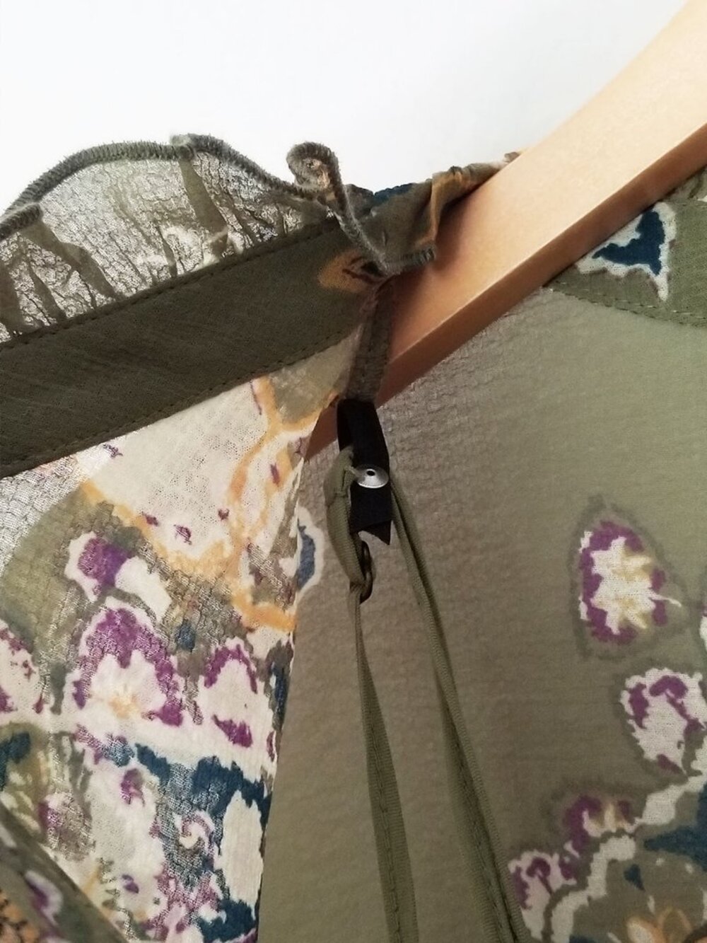 Free People Ibiza Nights Mini Dress Size S Natural Sage Green Button Front $148 - Picture 12 of 16